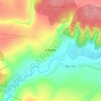 Mappa topografica Кикино, altitudine, rilievo