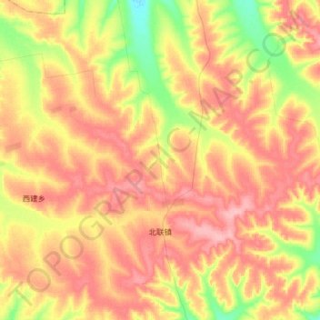 Mappa topografica 北联镇, altitudine, rilievo