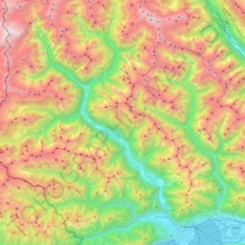 Mappa topografica Maggia, altitudine, rilievo