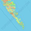 Mappa topografica Area E (Moresby Island), altitudine, rilievo