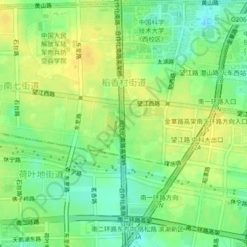 Mappa topografica 稻香村街道, altitudine, rilievo