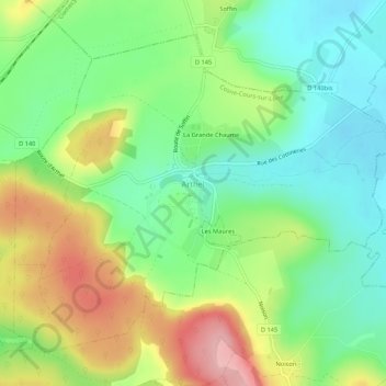 Mappa topografica Arthel, altitudine, rilievo