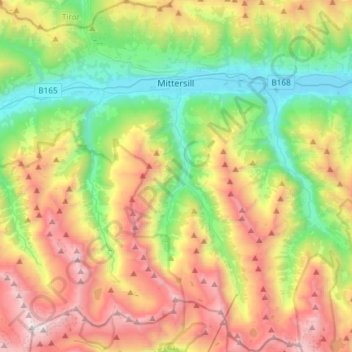 Mappa topografica Mittersill, altitudine, rilievo