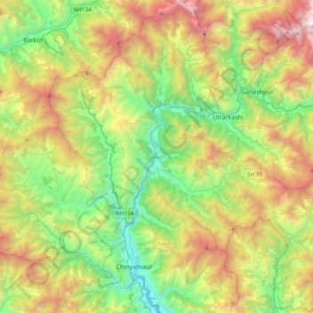 Mappa topografica Dunda, altitudine, rilievo