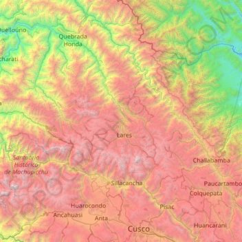 Mappa topografica Calca, altitudine, rilievo