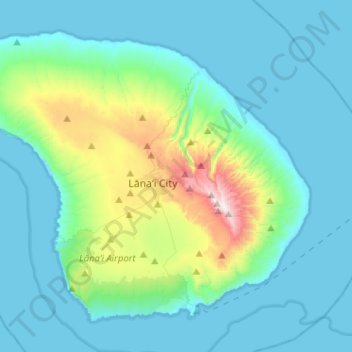 Mappa topografica Lānaʻi, altitudine, rilievo