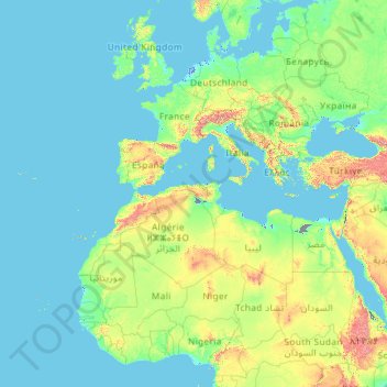 Mappa topografica Nederland, altitudine, rilievo