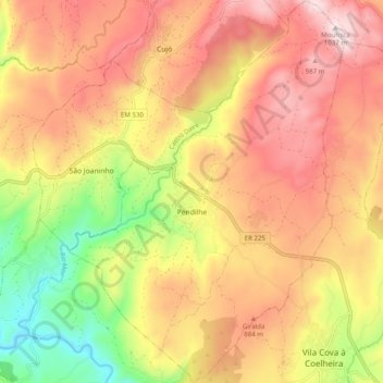 Mappa topografica Pendilhe, altitudine, rilievo
