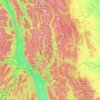 Mappa topografica Area A (Upper Flathead/Elk Valley), altitudine, rilievo