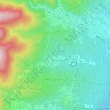 Mappa topografica Hunawihr, altitudine, rilievo