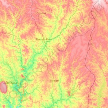 Mappa topografica Ipameri, altitudine, rilievo