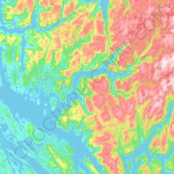 Mappa topografica Masfjorden, altitudine, rilievo