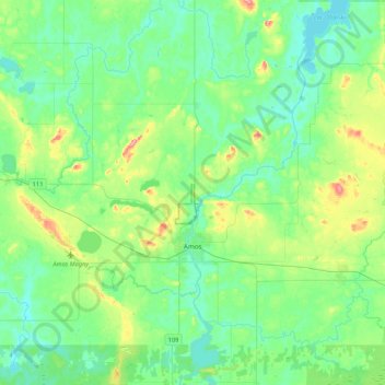 Mappa topografica Amos, altitudine, rilievo