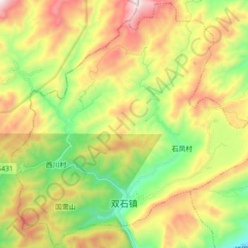Mappa topografica 双石镇, altitudine, rilievo