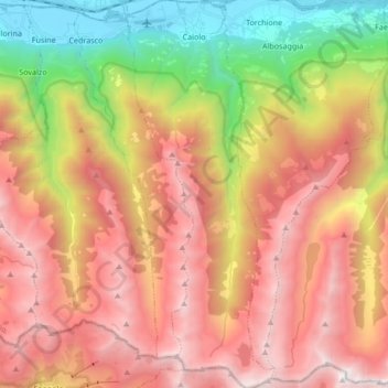 Mappa topografica Caiolo, altitudine, rilievo