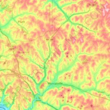 Mappa topografica Murrysville, altitudine, rilievo