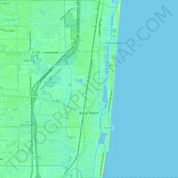 Mappa topografica Boca Raton, altitudine, rilievo