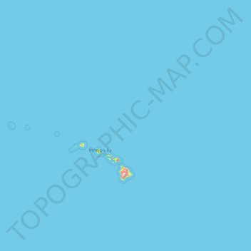Mappa topografica Hawaiian Islands, altitudine, rilievo