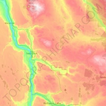 Mappa topografica Area D (Commodore Heights/McLeese Lake), altitudine, rilievo