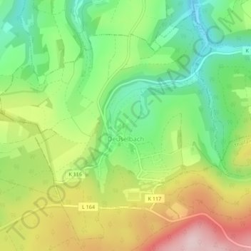 Mappa topografica Deuselbach, altitudine, rilievo
