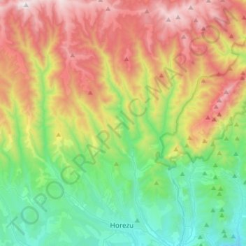 Mappa topografica Horezu, altitudine, rilievo