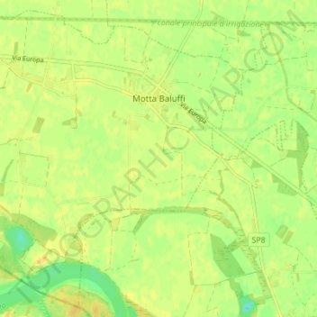 Mappa topografica Motta Baluffi, altitudine, rilievo