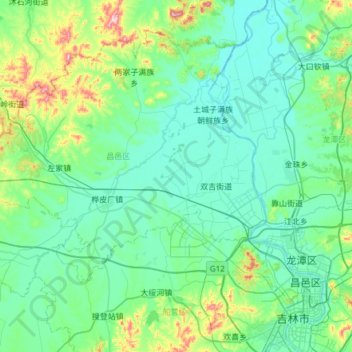 Mappa topografica 昌邑区, altitudine, rilievo