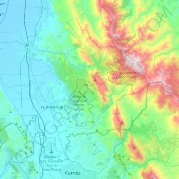 Mappa topografica Croia, altitudine, rilievo