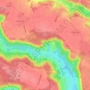 Mappa topografica Milon-la-Chapelle, altitudine, rilievo