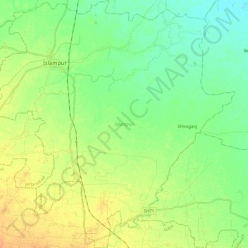 Mappa topografica Islampur, altitudine, rilievo