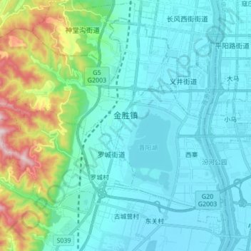 Mappa topografica 金胜镇, altitudine, rilievo