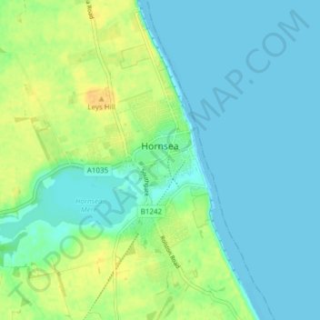 Mappa topografica Hornsea, altitudine, rilievo