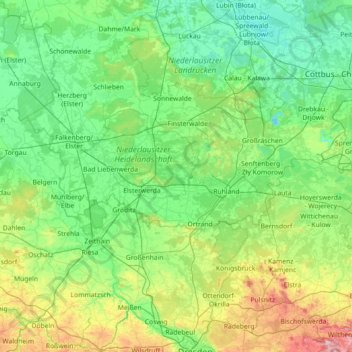 Mappa topografica Schwarze Elster, altitudine, rilievo
