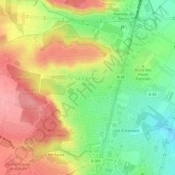 Mappa topografica La Ville-du-Bois, altitudine, rilievo