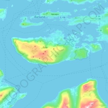Mappa topografica Møre og Romsdal, altitudine, rilievo
