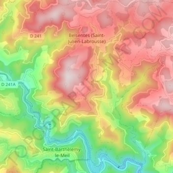 Mappa topografica Saint-Julien-Labrousse, altitudine, rilievo