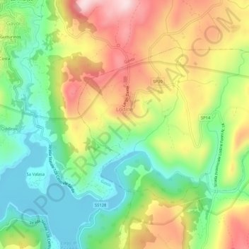 Mappa topografica Lodine, altitudine, rilievo