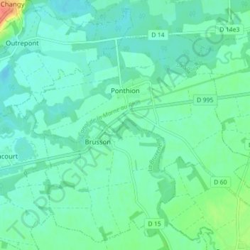 Mappa topografica Ponthion, altitudine, rilievo