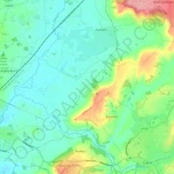 Mappa topografica Bremhill, altitudine, rilievo