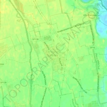 Mappa topografica Cervignano d'Adda, altitudine, rilievo
