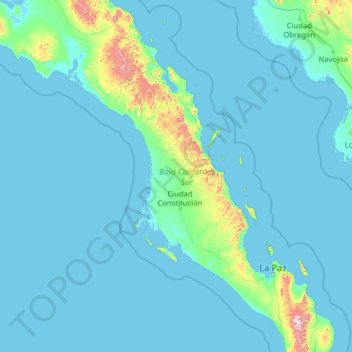 Mappa topografica Comondú, altitudine, rilievo