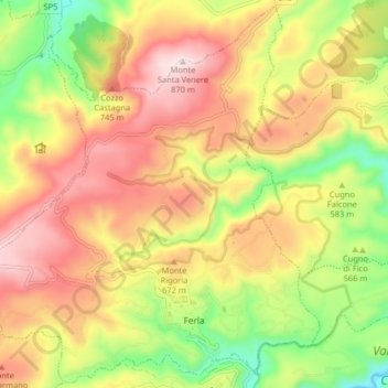 Mappa topografica Ferla, altitudine, rilievo
