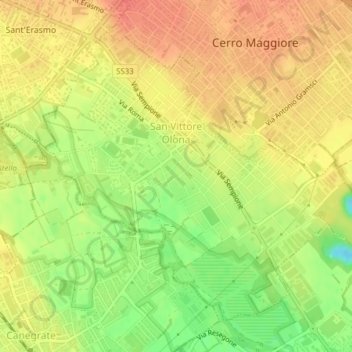 Mappa topografica San Vittore Olona, altitudine, rilievo