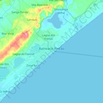 Mappa topografica Balneário Rincão, altitudine, rilievo