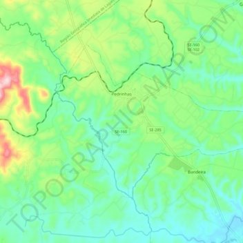 Mappa topografica Pedrinhas, altitudine, rilievo