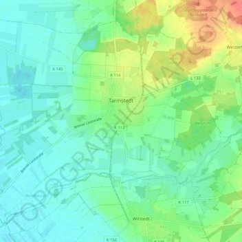 Mappa topografica Tarmstedt, altitudine, rilievo