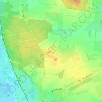 Mappa topografica Hindorf, altitudine, rilievo