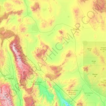 Mappa topografica Esmeralda County, altitudine, rilievo