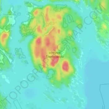 Mappa topografica остров Тимонсаари, altitudine, rilievo