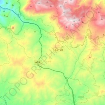 Mappa topografica Polizzi Generosa, altitudine, rilievo